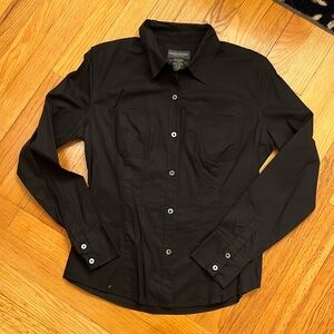 Banana Republic Black Cotton Stretch Button Down  Shirt size M
